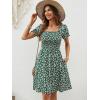 image:imageBerydress Womens Summer Dresses 2026 Pockets Short Sleeve Square Neck Flowy A Line Casual Boho Smocked Mini Sun DressGreen Flower