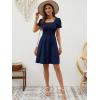 image:imageBerydress Womens Summer Dresses 2026 Pockets Short Sleeve Square Neck Flowy A Line Casual Boho Smocked Mini Sun DressNavy Blue