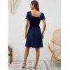 image:imageBerydress Womens Summer Dresses 2026 Pockets Short Sleeve Square Neck Flowy A Line Casual Boho Smocked Mini Sun DressNavy Blue