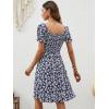 image:imageBerydress Womens Summer Dresses 2026 Pockets Short Sleeve Square Neck Flowy A Line Casual Boho Smocked Mini Sun DressNavy Flower