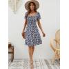 image:imageBerydress Womens Summer Dresses 2026 Pockets Short Sleeve Square Neck Flowy A Line Casual Boho Smocked Mini Sun DressNavy Flower