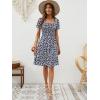image:imageBerydress Womens Summer Dresses 2026 Pockets Short Sleeve Square Neck Flowy A Line Casual Boho Smocked Mini Sun DressNavy Flower