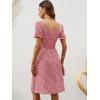 image:imageBerydress Womens Summer Dresses 2026 Pockets Short Sleeve Square Neck Flowy A Line Casual Boho Smocked Mini Sun DressPink Flower