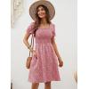 image:imageBerydress Womens Summer Dresses 2026 Pockets Short Sleeve Square Neck Flowy A Line Casual Boho Smocked Mini Sun DressPink Flower