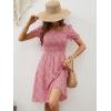 image:imageBerydress Womens Summer Dresses 2026 Pockets Short Sleeve Square Neck Flowy A Line Casual Boho Smocked Mini Sun DressPink Flower