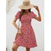 image:imageBerydress Womens Summer Dresses 2026 Pockets Short Sleeve Square Neck Flowy A Line Casual Boho Smocked Mini Sun DressRed Floral