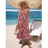 image:imageBerydress Womens Summer Maxi Dress with Pockets Spaghetti Straps Sleeveless Smocked Sundress Boho Beach Vacation DressesRed Floral