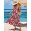 image:imageBerydress Womens Summer Maxi Dress with Pockets Spaghetti Straps Sleeveless Smocked Sundress Boho Beach Vacation DressesRed Floral