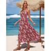 image:imageBerydress Womens Summer Maxi Dress with Pockets Spaghetti Straps Sleeveless Smocked Sundress Boho Beach Vacation DressesRed Floral
