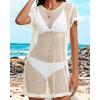 image:imageCHICGAL Womens Bathing Cover Ups Knit Bikini Short Sleeve Swimsuit Coverup Summer Swimwear Hollow Out Beach Dress 2026Apricot
