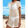 image:imageCHICGAL Womens Bathing Cover Ups Knit Bikini Short Sleeve Swimsuit Coverup Summer Swimwear Hollow Out Beach Dress 2026Apricot