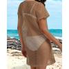 image:imageCHICGAL Womens Bathing Cover Ups Knit Bikini Short Sleeve Swimsuit Coverup Summer Swimwear Hollow Out Beach Dress 2026Brown