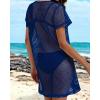 image:imageCHICGAL Womens Bathing Cover Ups Knit Bikini Short Sleeve Swimsuit Coverup Summer Swimwear Hollow Out Beach Dress 2026Deep Blue