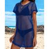 image:imageCHICGAL Womens Bathing Cover Ups Knit Bikini Short Sleeve Swimsuit Coverup Summer Swimwear Hollow Out Beach Dress 2026Deep Blue