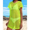 image:imageCHICGAL Womens Bathing Cover Ups Knit Bikini Short Sleeve Swimsuit Coverup Summer Swimwear Hollow Out Beach Dress 2026Neon Green