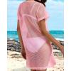 image:imageCHICGAL Womens Bathing Cover Ups Knit Bikini Short Sleeve Swimsuit Coverup Summer Swimwear Hollow Out Beach Dress 2026Pink
