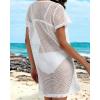 image:imageCHICGAL Womens Bathing Cover Ups Knit Bikini Short Sleeve Swimsuit Coverup Summer Swimwear Hollow Out Beach Dress 2026White