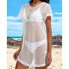 image:imageCHICGAL Womens Bathing Cover Ups Knit Bikini Short Sleeve Swimsuit Coverup Summer Swimwear Hollow Out Beach Dress 2026White