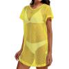 image:imageCHICGAL Womens Bathing Cover Ups Knit Bikini Short Sleeve Swimsuit Coverup Summer Swimwear Hollow Out Beach Dress 2026Yellow
