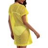 image:imageCHICGAL Womens Bathing Cover Ups Knit Bikini Short Sleeve Swimsuit Coverup Summer Swimwear Hollow Out Beach Dress 2026Yellow