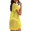 image:imageCHICGAL Womens Bathing Cover Ups Knit Bikini Short Sleeve Swimsuit Coverup Summer Swimwear Hollow Out Beach Dress 2026Yellow