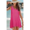 image:imageCHICGAL Womens Swimsuit Coverup Summer Beach Sleeveless T Shirt Bikini Tank Dress Loose Bathing Suit Cover Up 2026A Rose Red