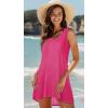 image:imageCHICGAL Womens Swimsuit Coverup Summer Beach Sleeveless T Shirt Bikini Tank Dress Loose Bathing Suit Cover Up 2026A Rose Red