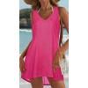 image:imageCHICGAL Womens Swimsuit Coverup Summer Beach Sleeveless T Shirt Bikini Tank Dress Loose Bathing Suit Cover Up 2026A Rose Red