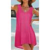 image:imageCHICGAL Womens Swimsuit Coverup Summer Beach Sleeveless T Shirt Bikini Tank Dress Loose Bathing Suit Cover Up 2026A Rose Red