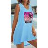 image:imageCHICGAL Womens Swimsuit Coverup Summer Beach Sleeveless T Shirt Bikini Tank Dress Loose Bathing Suit Cover Up 2026Blue