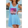 image:imageCHICGAL Womens Swimsuit Coverup Summer Beach Sleeveless T Shirt Bikini Tank Dress Loose Bathing Suit Cover Up 2026Blue