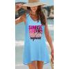 image:imageCHICGAL Womens Swimsuit Coverup Summer Beach Sleeveless T Shirt Bikini Tank Dress Loose Bathing Suit Cover Up 2026Blue