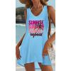 image:imageCHICGAL Womens Swimsuit Coverup Summer Beach Sleeveless T Shirt Bikini Tank Dress Loose Bathing Suit Cover Up 2026Blue