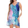 image:imageCHICGAL Womens Swimsuit Coverup Summer Beach Sleeveless T Shirt Bikini Tank Dress Loose Bathing Suit Cover Up 2026Blue Tie Dye