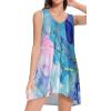 image:imageCHICGAL Womens Swimsuit Coverup Summer Beach Sleeveless T Shirt Bikini Tank Dress Loose Bathing Suit Cover Up 2026Blue Tie Dye