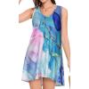 image:imageCHICGAL Womens Swimsuit Coverup Summer Beach Sleeveless T Shirt Bikini Tank Dress Loose Bathing Suit Cover Up 2026Blue Tie Dye