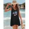 image:imageCHICGAL Womens Swimsuit Coverup Summer Beach Sleeveless T Shirt Bikini Tank Dress Loose Bathing Suit Cover Up 2026Colorful Coconut Trees