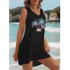 image:imageCHICGAL Womens Swimsuit Coverup Summer Beach Sleeveless T Shirt Bikini Tank Dress Loose Bathing Suit Cover Up 2026Colorful Coconut Trees
