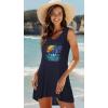 image:imageCHICGAL Womens Swimsuit Coverup Summer Beach Sleeveless T Shirt Bikini Tank Dress Loose Bathing Suit Cover Up 2026Dark Blue Trees