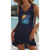 image:imageCHICGAL Womens Swimsuit Coverup Summer Beach Sleeveless T Shirt Bikini Tank Dress Loose Bathing Suit Cover Up 2026Dark Blue Trees