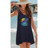 image:imageCHICGAL Womens Swimsuit Coverup Summer Beach Sleeveless T Shirt Bikini Tank Dress Loose Bathing Suit Cover Up 2026Dark Blue Trees