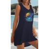 image:imageCHICGAL Womens Swimsuit Coverup Summer Beach Sleeveless T Shirt Bikini Tank Dress Loose Bathing Suit Cover Up 2026Dark Blue Trees
