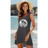 image:imageCHICGAL Womens Swimsuit Coverup Summer Beach Sleeveless T Shirt Bikini Tank Dress Loose Bathing Suit Cover Up 2026Grey Coconut Tree