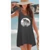 image:imageCHICGAL Womens Swimsuit Coverup Summer Beach Sleeveless T Shirt Bikini Tank Dress Loose Bathing Suit Cover Up 2026Grey Coconut Tree