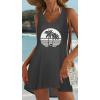 image:imageCHICGAL Womens Swimsuit Coverup Summer Beach Sleeveless T Shirt Bikini Tank Dress Loose Bathing Suit Cover Up 2026Grey Coconut Tree