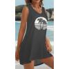 image:imageCHICGAL Womens Swimsuit Coverup Summer Beach Sleeveless T Shirt Bikini Tank Dress Loose Bathing Suit Cover Up 2026Grey Coconut Tree