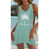 image:imageCHICGAL Womens Swimsuit Coverup Summer Beach Sleeveless T Shirt Bikini Tank Dress Loose Bathing Suit Cover Up 2026Light Blue Coconut Tree