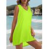 image:imageCHICGAL Womens Swimsuit Coverup Summer Beach Sleeveless T Shirt Bikini Tank Dress Loose Bathing Suit Cover Up 2026Neon Green