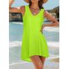 image:imageCHICGAL Womens Swimsuit Coverup Summer Beach Sleeveless T Shirt Bikini Tank Dress Loose Bathing Suit Cover Up 2026Neon Green