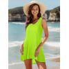image:imageCHICGAL Womens Swimsuit Coverup Summer Beach Sleeveless T Shirt Bikini Tank Dress Loose Bathing Suit Cover Up 2026Neon Green